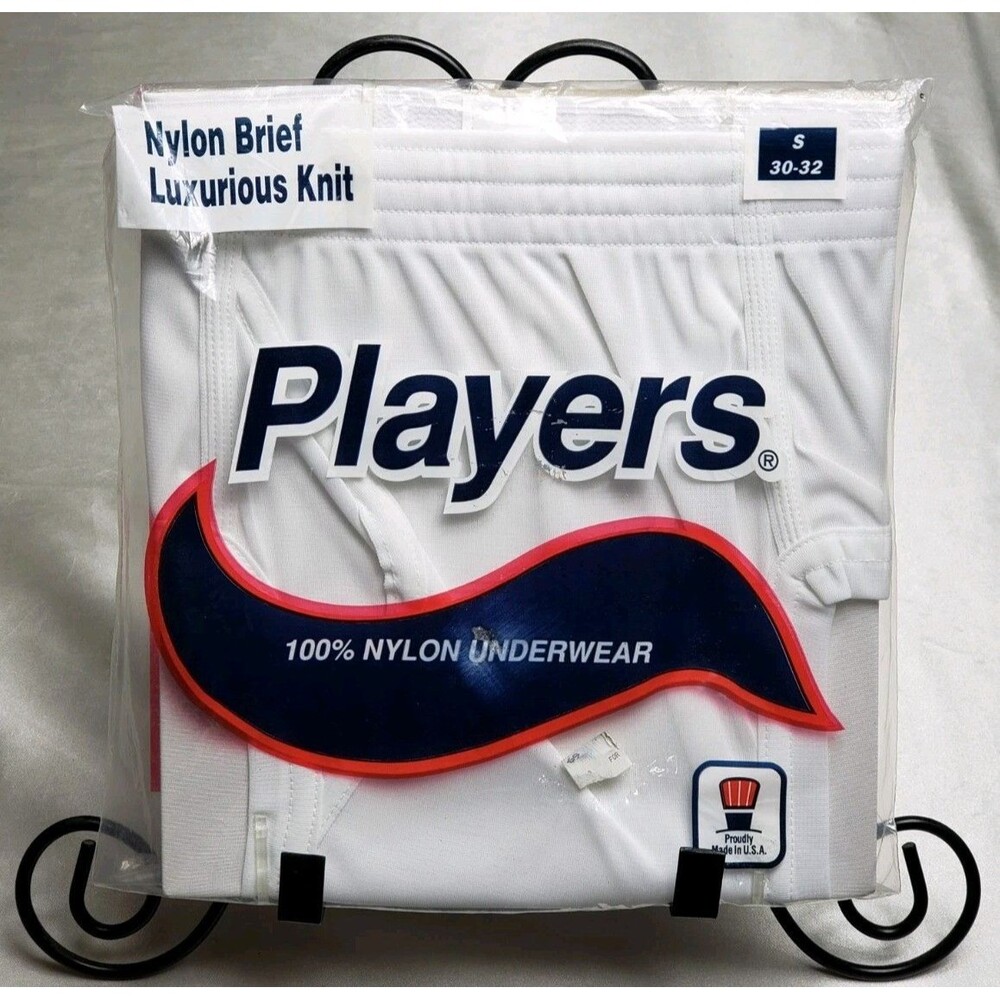 Players 100% NYLON Briefs White S 30-32 Luxurious Knit Full-Fashion New and Seal